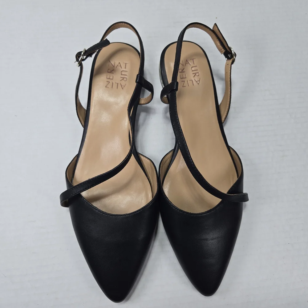 Naturalizer Hawaii Sling-back Black Ballet Flats With Poined Toe Size 9 Wide